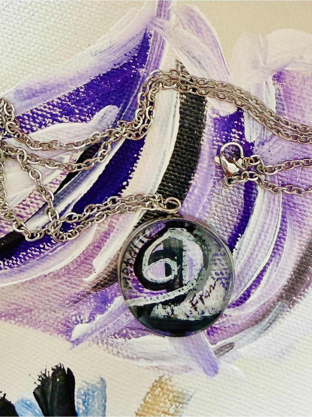 Handmade Epilepsy Awareness Glass Pendant Necklace.Signed by Artist Fran Mehalic
